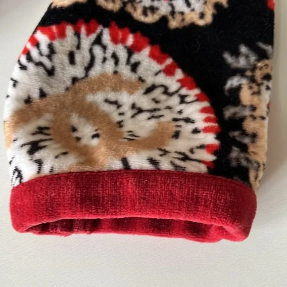 CHANEL 2009 Lagerfeld velvet patchwork print cardigan black red white. Sz 38 - Picture 10 of 15